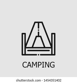 Outline camping vector icon. Camping illustration for web, mobile apps, design. Camping vector symbol.