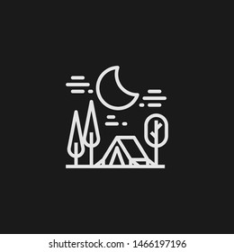 Outline camping vector icon. Camping illustration for web, mobile apps, design. Camping vector symbol.