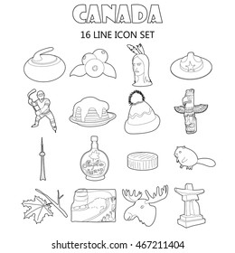 Outline Canada icons set. Universal Canada icons to use for web and mobile UI, set of basic Canada elements isolated vector illustration