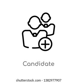 outline candidate vector icon. isolated black simple line element illustration from human resources concept. editable vector stroke candidate icon on white background