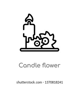 outline candle flower vector icon. isolated black simple line element illustration from beauty concept. editable vector stroke candle flower icon on white background