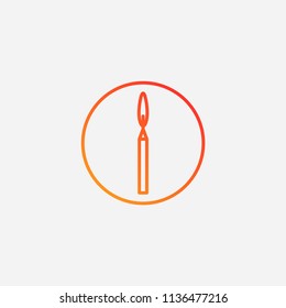 Outline candle icon,gradient illustration,vector fire sign symbol