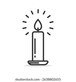Outline candle light icon simple silhouette flat style vector illustration on white background.
