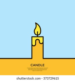 Outline candle.  Minimal abstract background. Vector illustration.