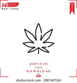Esbozar icono de cannabis. vector de icono de cannabis aislado en fondo blanco. Diseño gráfico, diseño material, aplicación móvil, logotipo, interfaz de usuario. Vector de formato EPS 10
