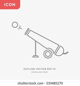 Outline cannon shells shooting icon illustration isolated vector, linear sign symbol