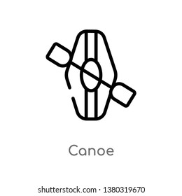 outline canoe vector icon. isolated black simple line element illustration from camping concept. editable vector stroke canoe icon on white background