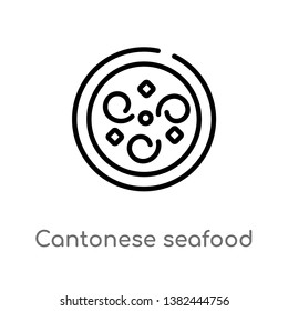 outline cantonese seafood soup vector icon. isolated black simple line element illustration from food and restaurant concept. editable vector stroke cantonese seafood soup icon on white background