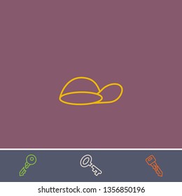 Outline cap icon.Best cap vector, illustrated icon for modern web and mobile design.Bonus broken key symbol
