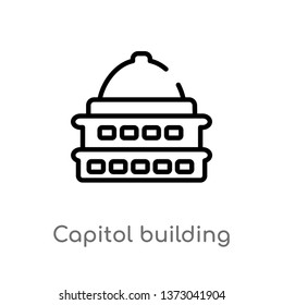 outline capitol building vector icon. isolated black simple line element illustration from buildings concept. editable vector stroke capitol building icon on white background