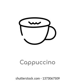 outline cappuccino vector icon. isolated black simple line element illustration from drinks concept. editable vector stroke cappuccino icon on white background