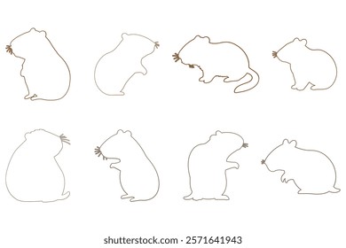 Outline Capybara Illustration Design Set