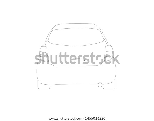 Outline car back view on white
background,illustration
vector