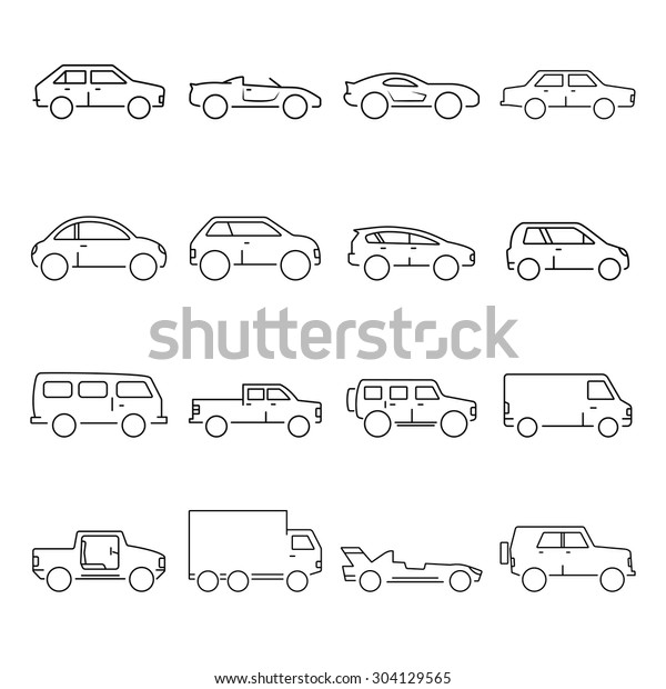 Outline car collection\
icon