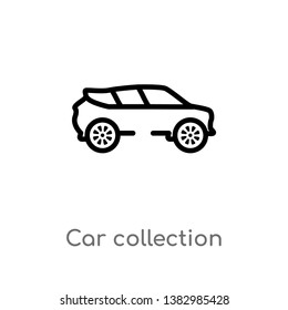outline car collection vector icon. isolated black simple line element illustration from luxury concept. editable vector stroke car collection icon on white background