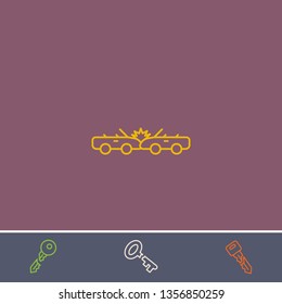Outline car crash icon.Best car crash vector, illustrated icon for modern web and mobile design.Bonus broken key symbol