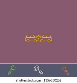 Outline car crash icon.Best car crash vector, illustrated icon for modern web and mobile design.Bonus broken key symbol