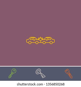 Outline car crash icon.Best car crash vector, illustrated icon for modern web and mobile design.Bonus broken key symbol