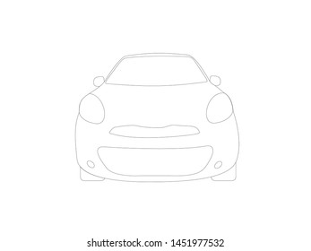 Outline car front view, illustration vector