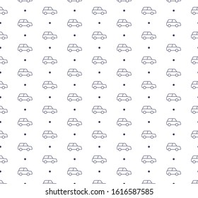 Outline car icon pattern seamless white background.