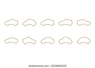 Outline car icon set. Flat style transportation vector