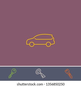 Outline car icon.Best car vector, illustrated icon for modern web and mobile design.Bonus broken key symbol