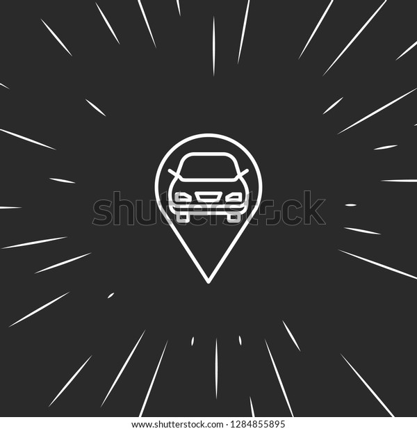 Outline\
car location icon, illustrated icon for modern web and mobile\
design, simple and minimal symbol of car\
location