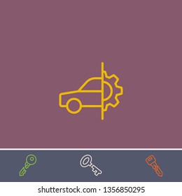 Outline car service icon.Best car service vector, illustrated icon for modern web and mobile design.Bonus broken key symbol