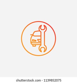 Outline car service icon.gradient illustration,vector servicing sign symbol