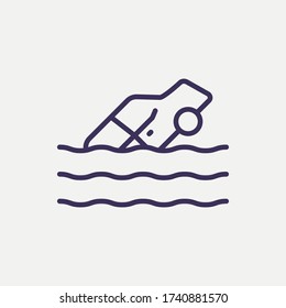 Outline car sinking icon.car sinking vector illustration. Symbol for web and mobile