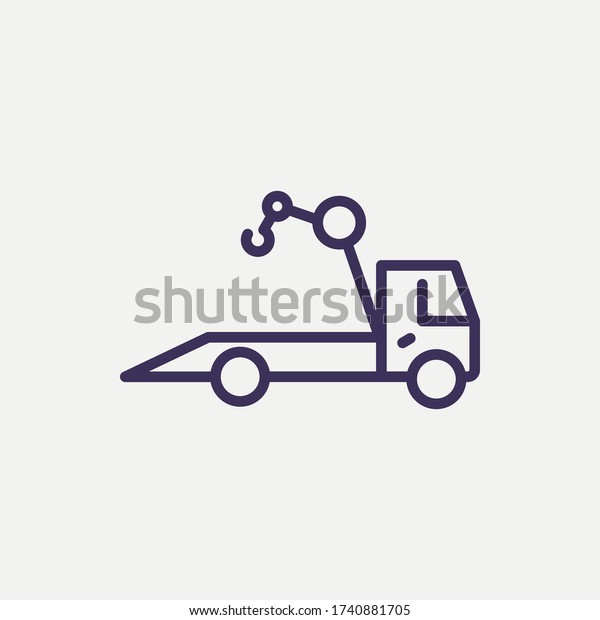 Outline car towing truck icon.car\
towing truck vector illustration. Symbol for web and\
mobile