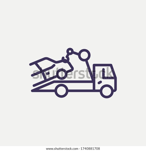 Outline car towing truck icon.car
towing truck vector illustration. Symbol for web and
mobile