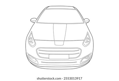 Outline car vector drawing concept design.Vehicle outline sketch illustration isolated on white background.car line art for coloring book.Car icon set.Transport symbol.Vector illustration.