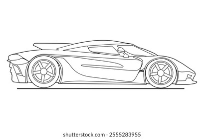 Outline car vector drawing concept design.Vehicle outline sketch illustration isolated on white background.car line art for coloring book.Car icon set.Transport symbol.Vector illustration.