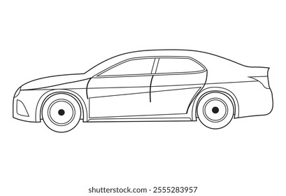 Outline car vector drawing concept design.Vehicle outline sketch illustration isolated on white background.car line art for coloring book.Car icon set.Transport symbol.Vector illustration.