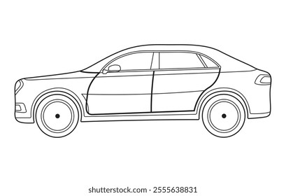 
Outline car vector drawing concept design.Vehicle outline sketch illustration isolated on white background.car line art for coloring book.Car icon set.Transport symbol.Vector illustration.