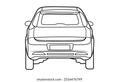 Outline car vector drawing concept design.Vehicle outline sketch illustration isolated on white background.car line art for coloring book.Car icon set.Transport symbol.Vector illustration.