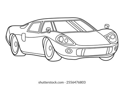 Outline car vector drawing concept design.Vehicle outline sketch illustration isolated on white background.car line art for coloring book.Car icon set.Transport symbol.Vector illustration.