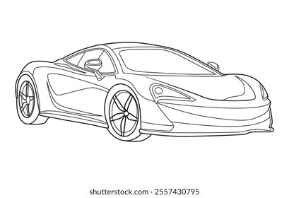 Outline car vector drawing concept design.Vehicle outline sketch illustration isolated on white background.car line art for coloring book.Car icon set.Transport symbol.Vector illustration.