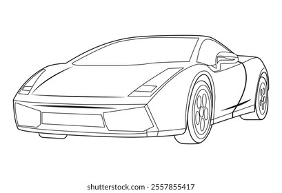 Outline car vector drawing concept design.Vehicle outline sketch illustration isolated on white background.car line art for coloring book.Car icon set.Transport symbol.Vector illustration.