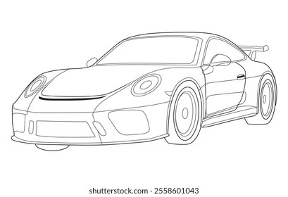 Outline car vector drawing concept design.Vehicle outline sketch illustration isolated on white background.car line art for coloring book.Car icon set.Transport symbol.Vector illustration.