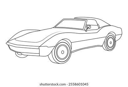 Outline car vector drawing concept design.Vehicle outline sketch illustration isolated on white background.car line art for coloring book.Car icon set.Transport symbol.Vector illustration.