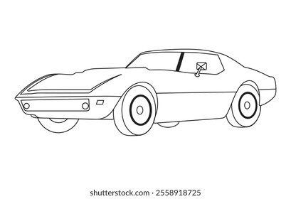 Outline car vector drawing concept design.Vehicle outline sketch illustration isolated on white background.car line art for coloring book.Car icon set.Transport symbol.Vector illustration.