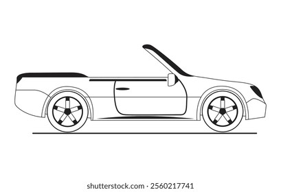 Outline car vector drawing concept design.Vehicle outline sketch illustration isolated on white background.car line art for coloring book.Car icon set.Transport symbol.Vector illustration.