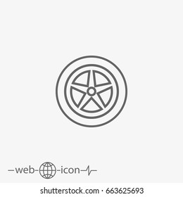 outline car wheel vector icon