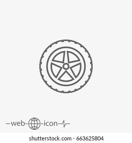 outline car wheel vector icon