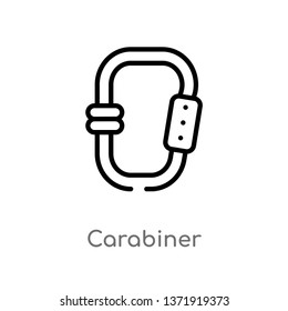 outline carabiner vector icon. isolated black simple line element illustration from camping concept. editable vector stroke carabiner icon on white background