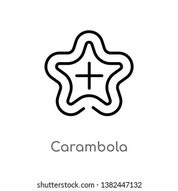 outline carambola vector icon. isolated black simple line element illustration from fruits concept. editable vector stroke carambola icon on white background