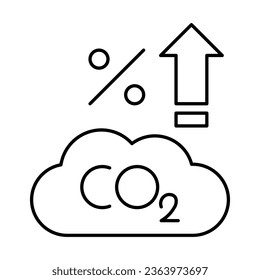 outline carbon dioxide increase icon on white background, icon design for apps, presentation, banner, sign, symbol, logo. Artificial intelligence icon concept. vector illustration.