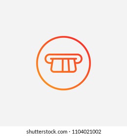 Outline card insert icon,gradient illustration,vector money sign symbol